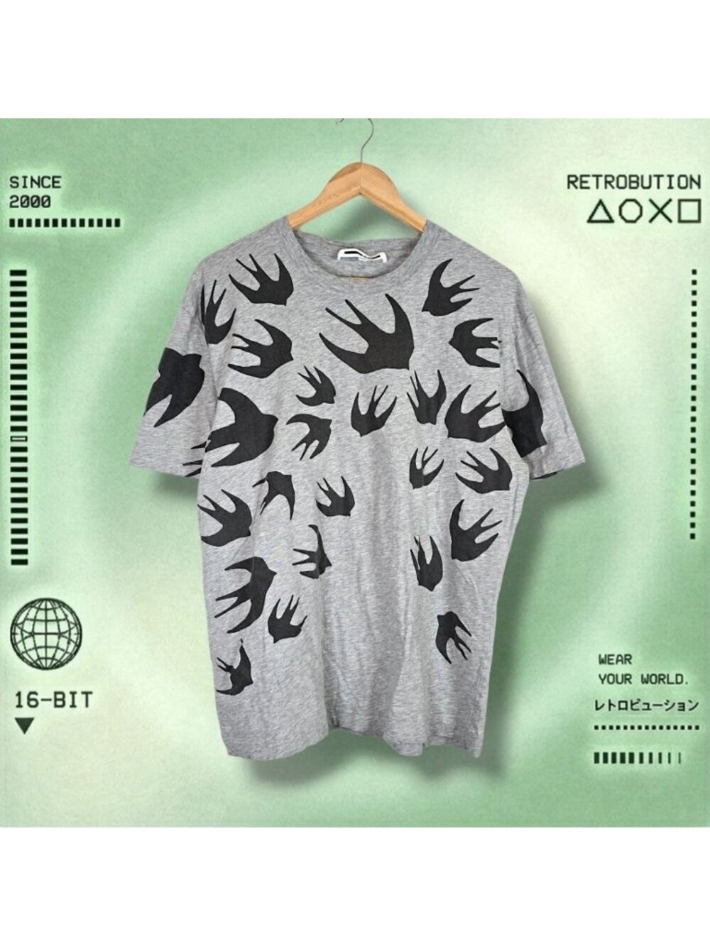 Alexander McQueen Swallow Graphic Shirt Gray Size M